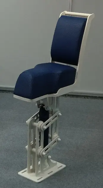 Uholstery, seat blue cushion on anodised aluuminum
