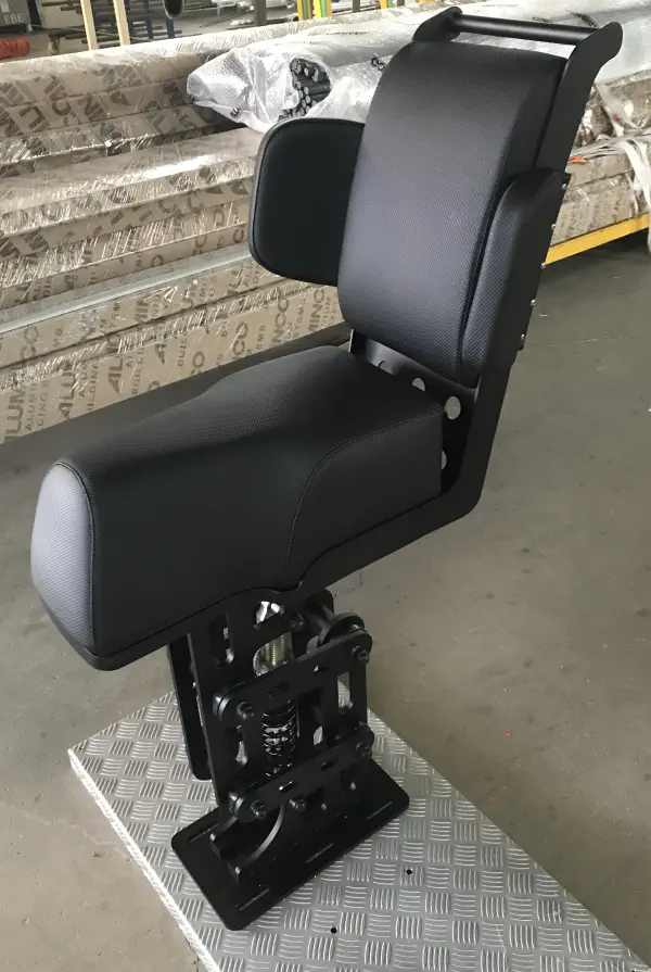 Upholstery, jockey seat black fabric with black seams
